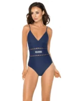 Relleciga tamnoplavi jednodijelni kupaći kostim s trakom koja se može skinuti