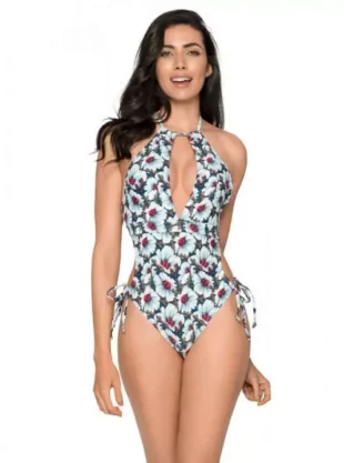 Senzualni jednodijelni kupaći kostim modernog cvjetnog uzorka