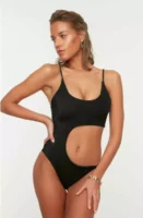 Trendyol jednodijelni crni ženski kupaći kostim profinjenog kroja