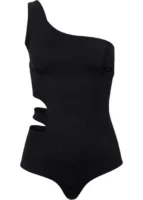 Ženski jednodijelni crni kupaći kostim asimetričnog kroja