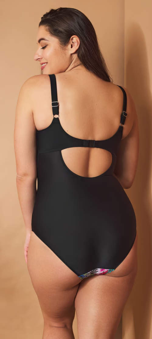 Crni jednodijelni ženski kupaći kostim za punije